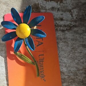 Blue and Yellow Flower Brooch